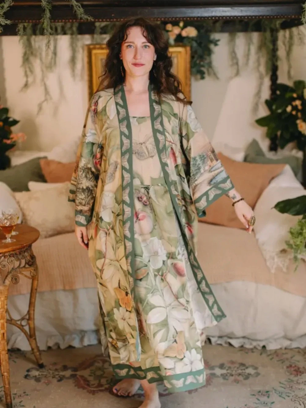 Fleur De Soleil Bohéme Long Maxi Slip Dress w/ Florals by Market of Stars - Picture 4 of 15
